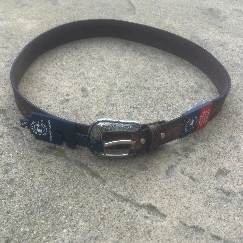 LA Dodgers Embossed Brown Leather Belt Men's Size M(34-36) XL(42-44) NWT